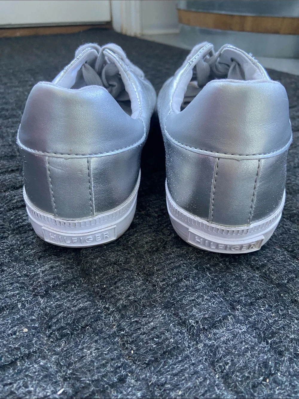 Tommy Hilfiger Metallic Silver Low-Top Sneakers